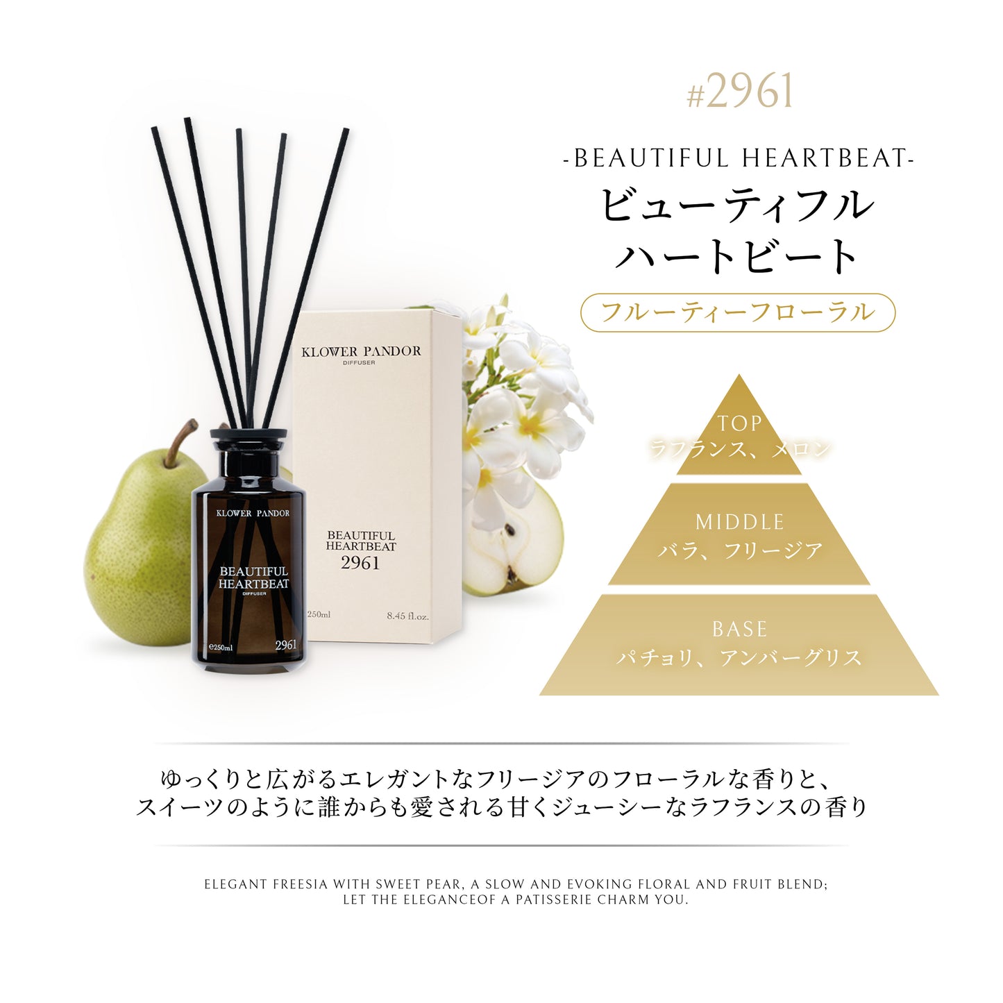 日本本格上陸!台湾発フレグランスブランドKLOWER PANDOR クロワーパンド【ディフーザー】リードディフューザー ルームフレグランス 250ml