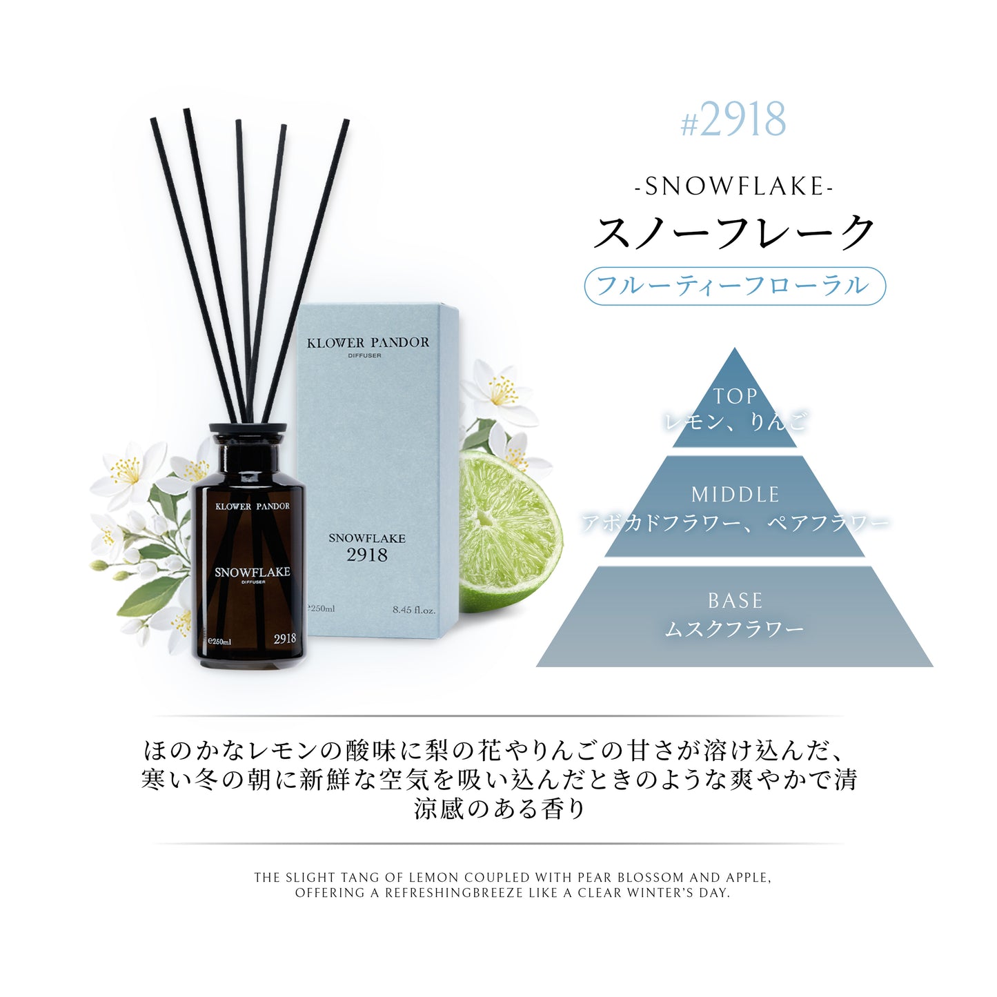 日本本格上陸！台湾発フレグランスブランドKLOWER PANDOR クロワーパンド【ディフーザー】リードディフューザー ルームフレグランス 250ml