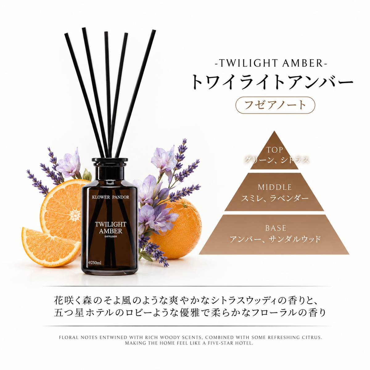台湾発フレグランスブランドKLOWER PANDOR クロワーパンド【ディフーザー】リードディフューザー ルームフレグランス 250ml